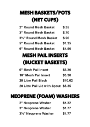 Mesh Baskets/Pots & Neoprene Washers